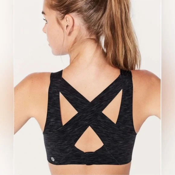 Lululemon Athletica Enlite Charcoal Cross-Back Sports Bra - Picture 1 of 5